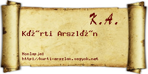 Kürti Arszlán névjegykártya